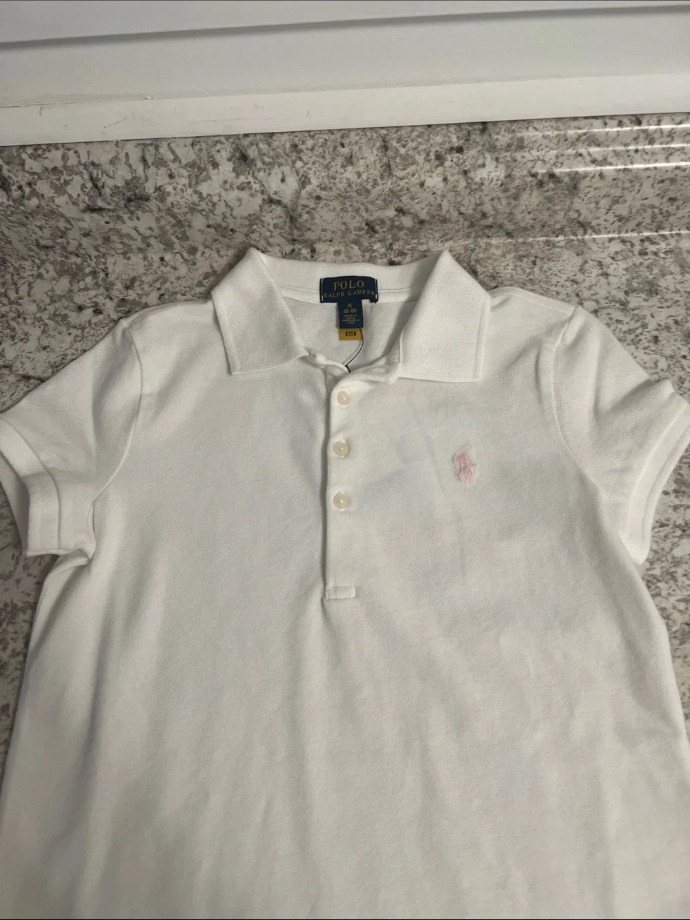 Ralph Lauren Girls White Polo with Pink Pony Embroidery